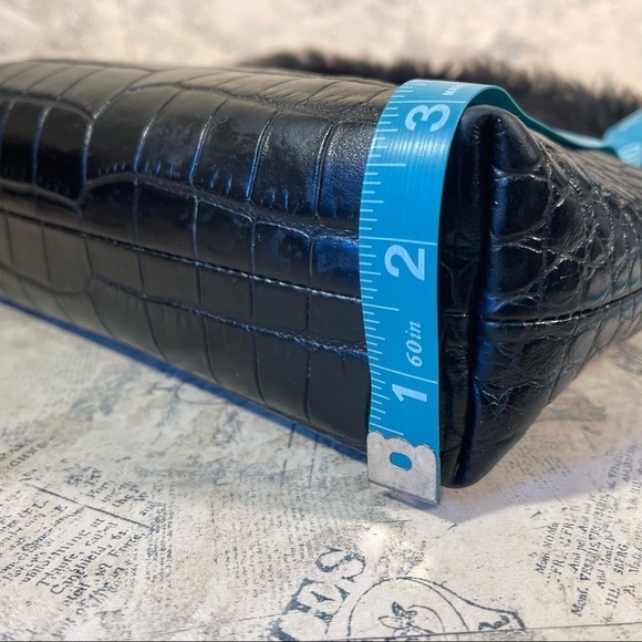 Elizabeth and James Finley Crocodile-Embossed Fur Shoulder Bag, Black - Picture 10 of 13